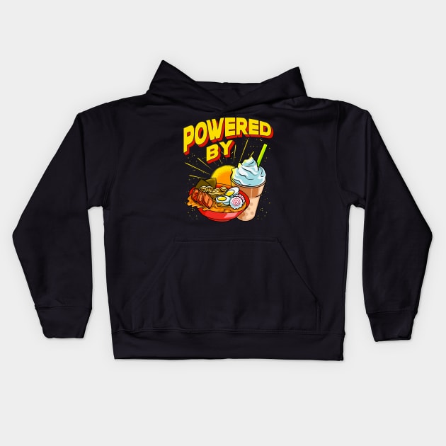 Powered By Ramen & Bubble Tea Anime Kawaii Boba Kids Hoodie by theperfectpresents